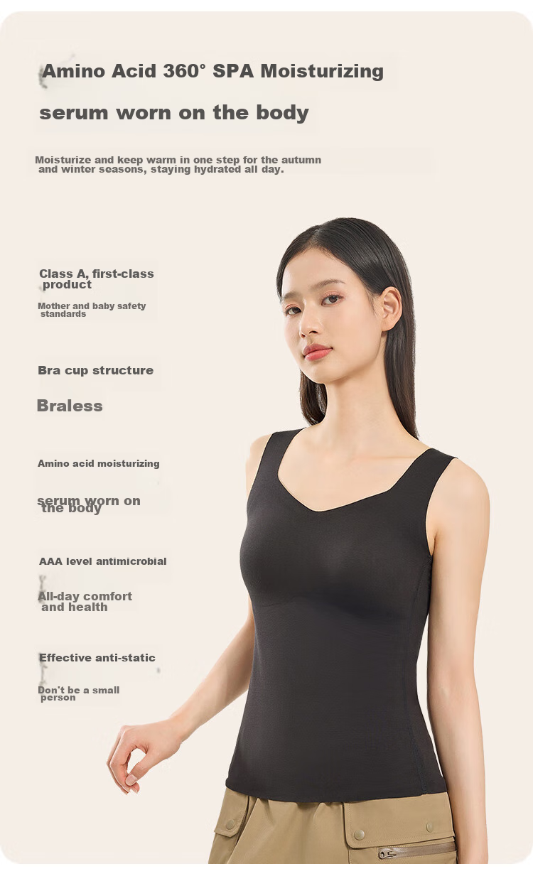 JD Jingzao Summer 100% Wool Base Vest Women Fine Merino Wool Sleeveless Top Tranquil Black XL 4