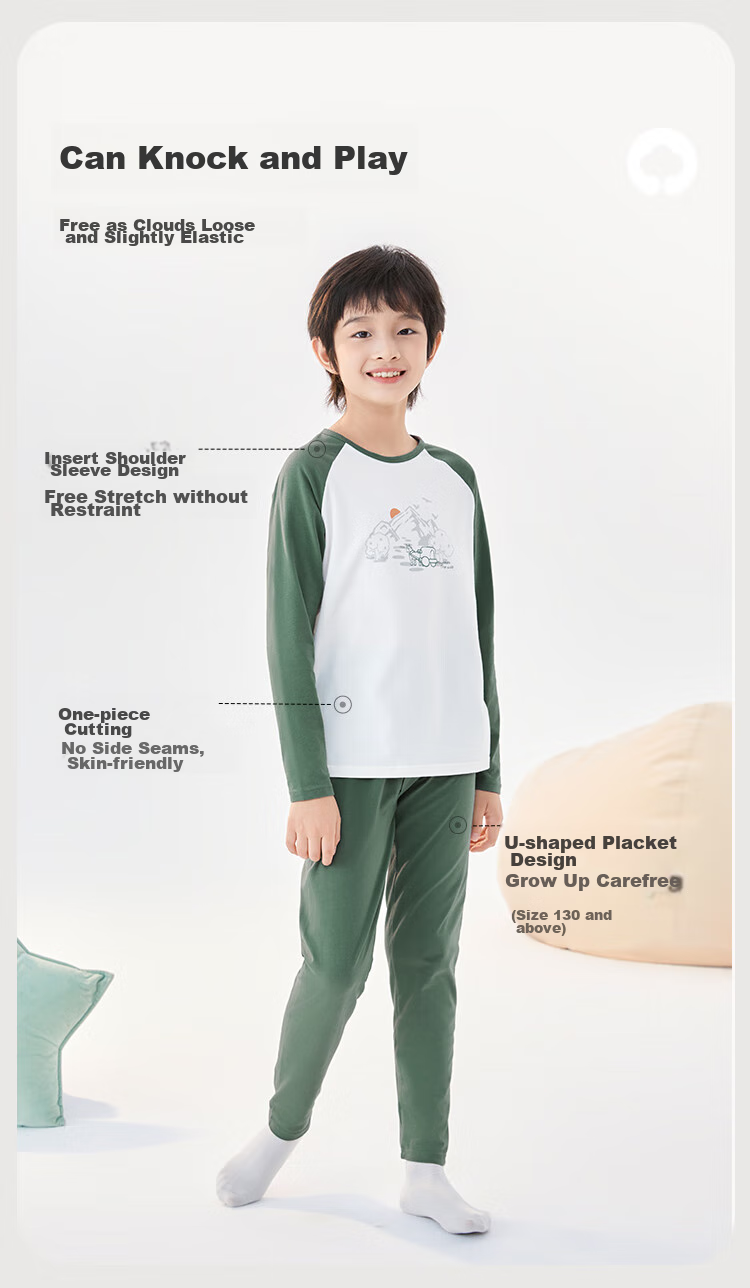 BALABALA Girls' Cotton Thermal Underwear Set Autumn Long Johns for Children Kids Sleepwear 209925169004 1