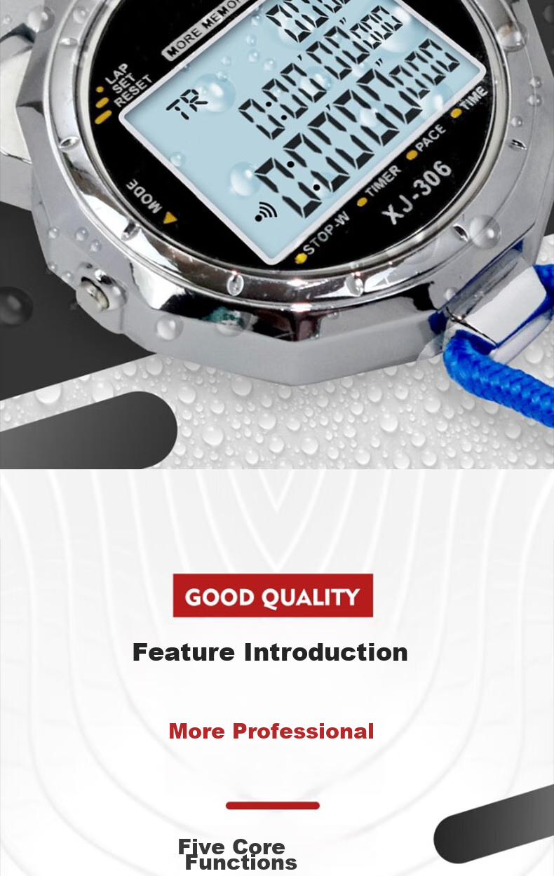 GEDUN Stopwatch, 3 Rows 100 Laps Dedicated Timer for Running, Sports, Fitness, Track And Field, Swimming, Multifunctional 7