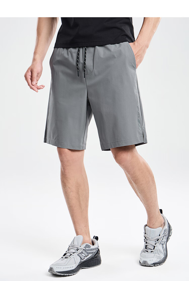 DANCING WOLVES [Elastic Waist] Breathable Quick-Dry Easy-Care Casual Pants Men's Casual Shorts, 211 Gray-Green, 56/XXL 4