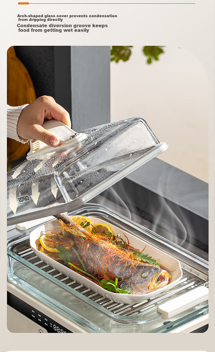 CAPOSI German [0 Coating] Glass Electric Steamer Pot with Stewing And Cooking Functions, 2 Layers, Multifunctional Pot for Home Use, Large Capacity for 3-4 People, Three-Layer Detachable Steam Cooker 13