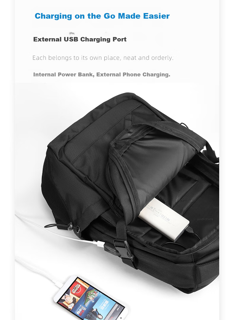 JINSHIWQ Backpack for Men, Large Capacity Business Travel Bag, Laptop Backpack, Hiking Bag, Schoolbag for Middle School, High School And College Students 15