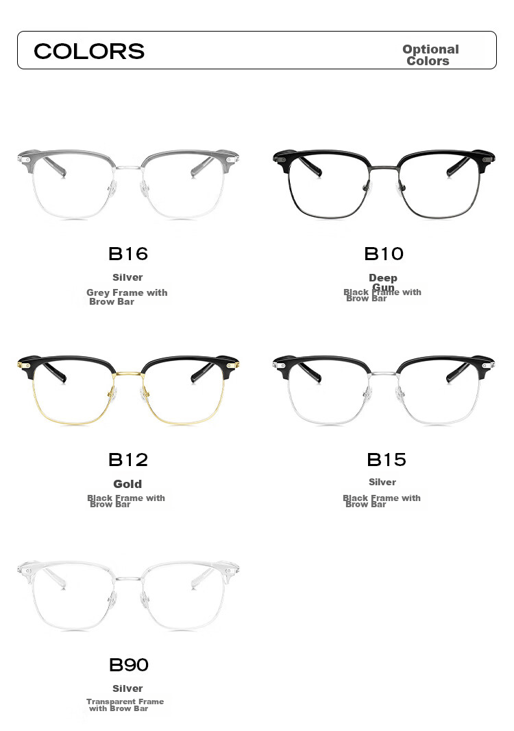 BOLON Eyeglasses, Lightweight Business Versatile Browline Frame, D-Shaped Optical Frame, Can Be Fitted with Prescription Lenses, Myopia Glasses Frame BJ610516 7