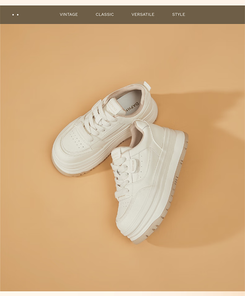 DAPHNE Thick-Soled White Sneakers for Women, 2026 New Summer Lace-Up Shoes, Fashionable Versatile Canvas Shoes for Wome 18