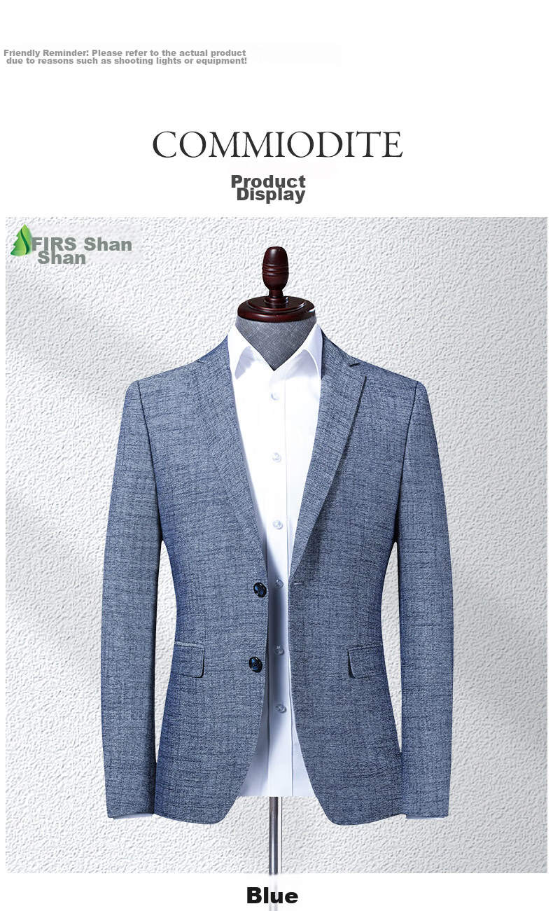FIRS Men's Suit Jacket, Autumn Business Style, Middle-Aged Elastic Blazer, Casual Men's Single Suit Coat, Formal Work Attire, Wedding Suit, 2036 Blue, Size 185 21