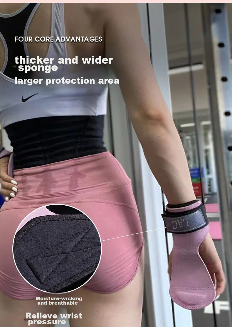 LAC Leather Fitness Gloves with Palm Support, Pull-Up Straps, Bar Grip, Non-Slip, Two-Pair Pack 3