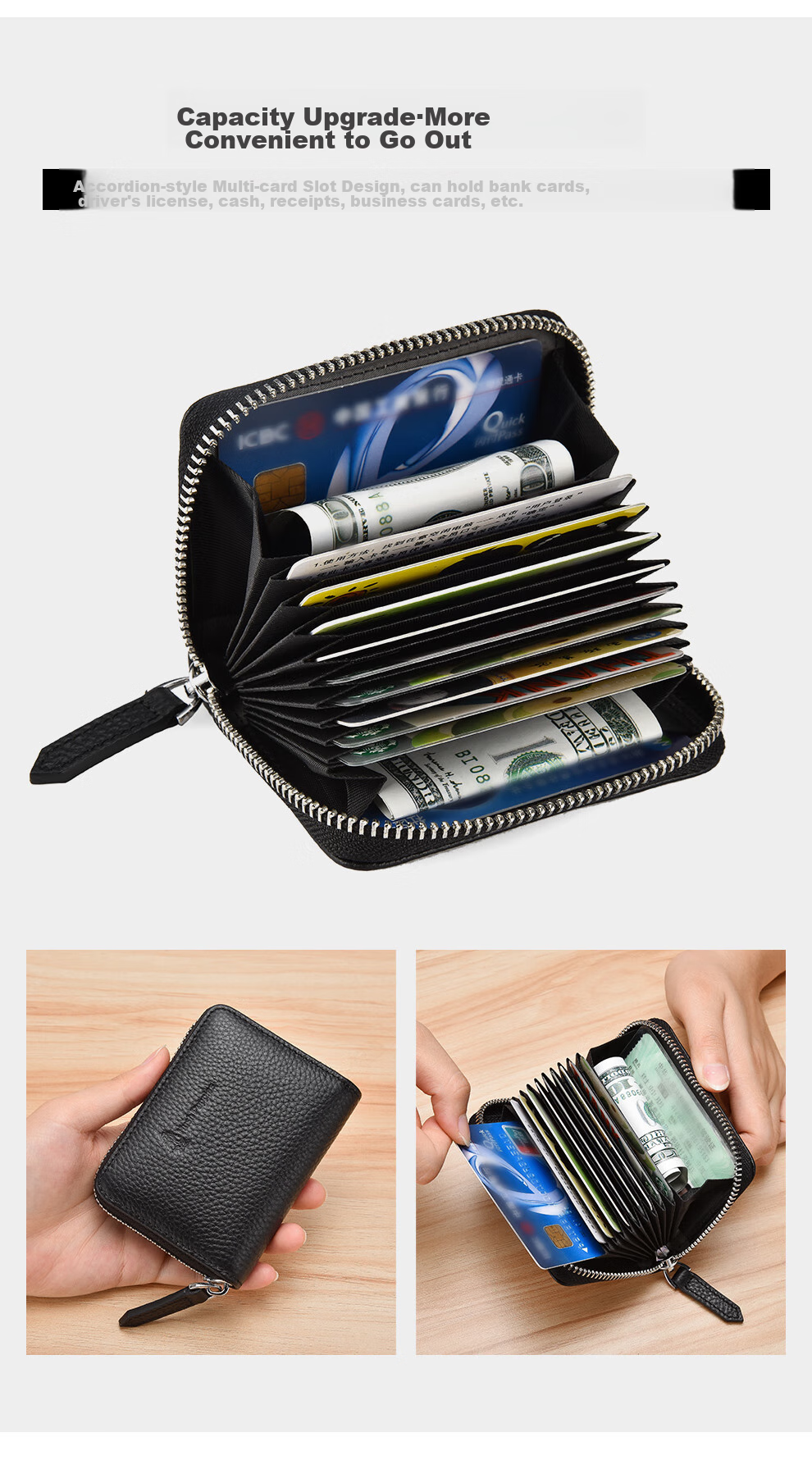 Hush Puppies Card Holder for Men, Large Capacity Leather Case with Multiple Card Slots, ID Holder, Birthday Gift 2