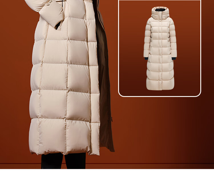 Tanboer Women's Long Hooded Goose Down Coat Thickened Waist Winter Business Warm Down Jacket 898 Black Size 165 5