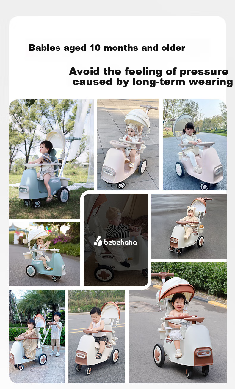 Bebehaha Baby Stroller, Rocking And Walking Aid, Two-In Children's Pushchair, for Ages 1-5, Monet Gree 3
