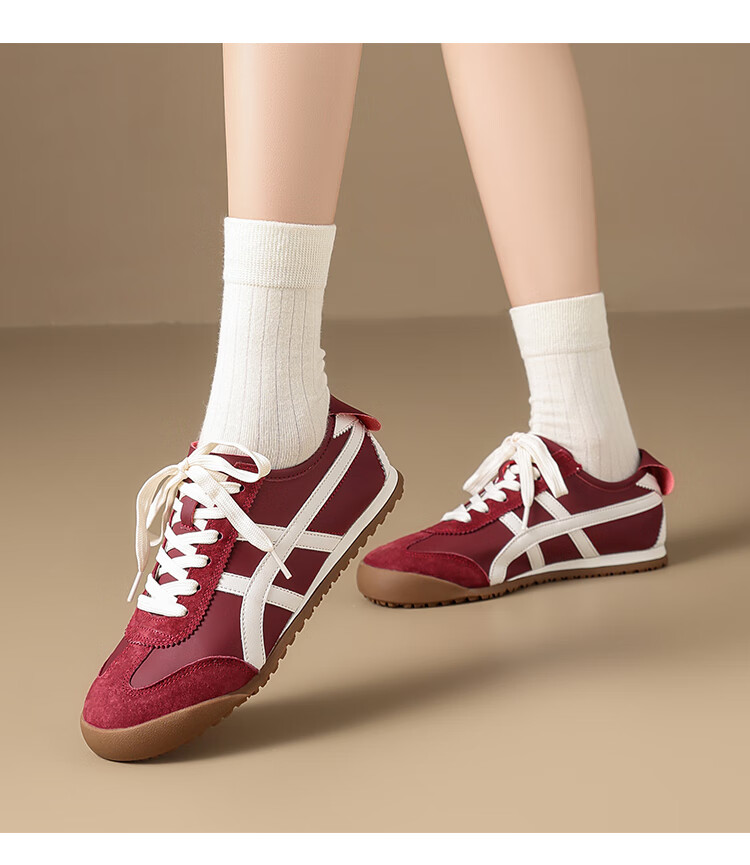 ZHR Ballet Flats for Women, Versatile Lightweight Sports Shoes, Comfortable Flat Casual Shoes, Thin-Soled Genuine Leather Forrest Gump White Sneakers 18