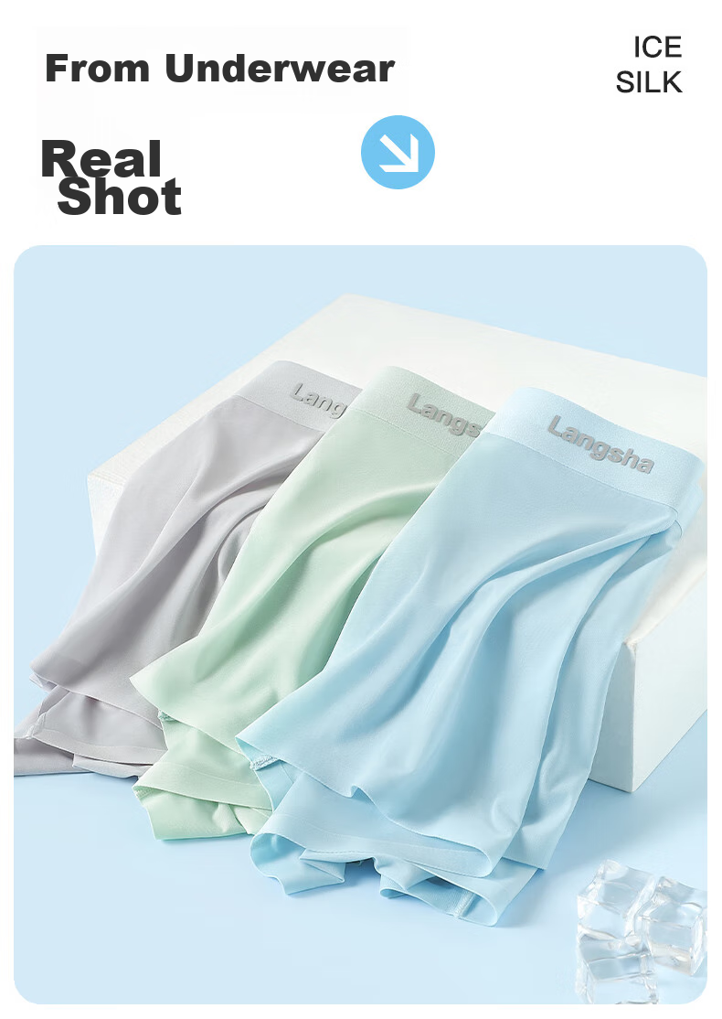 LangSha Children's Underwear, Boys' Boxer Briefs, Summer Ice Silk Thin Style, Youth Four-Corner Mesh Antibacterial Seamless Underpants, Size 165 16
