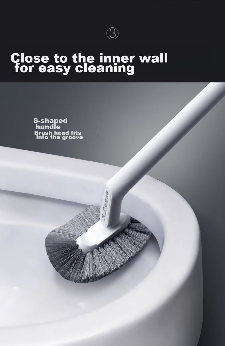 David Long-Handle Soft Rubber Toilet Brush with Storage Base and 1 Pack Cleaning Wipes H8+ Household Toilet Cleaner Brush with Towel Clip 4