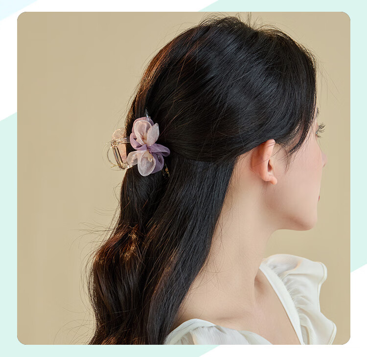 CHIMERA AB-Side Floral Hair Claw Clip, Shark Clip, Back of Head Hair Accessory, High-End Hairpin, Hair Ornament, Birthday Gift for Wome 14
