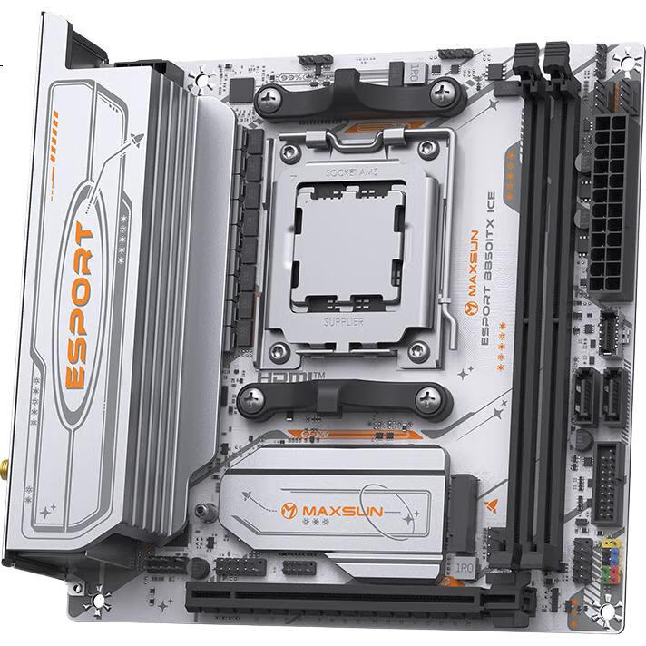 Материнская плата MAXSUN MS-eSport B850ITX WIFI ICE, Mini-ITX, AM5, DDR5, 2xM.2, Wi-Fi 6, 2.5Gb Ethernet