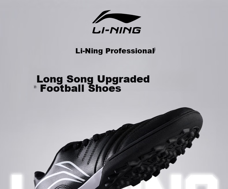 Li-Ning Soccer Shoes for Men, Women, Adults And Children, TF Turf Cleats, Professional Training Shoes for Women And Youth, Non-Slip Wear-Resistant Cleats, Black, Size 36 1