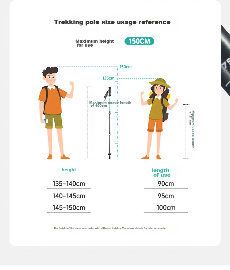 Pelliot [Qingyi AL] Children's Outdoor Trekking Pole, Aluminum Alloy Telescopic Hiking Stick, 166036026 Gree 17