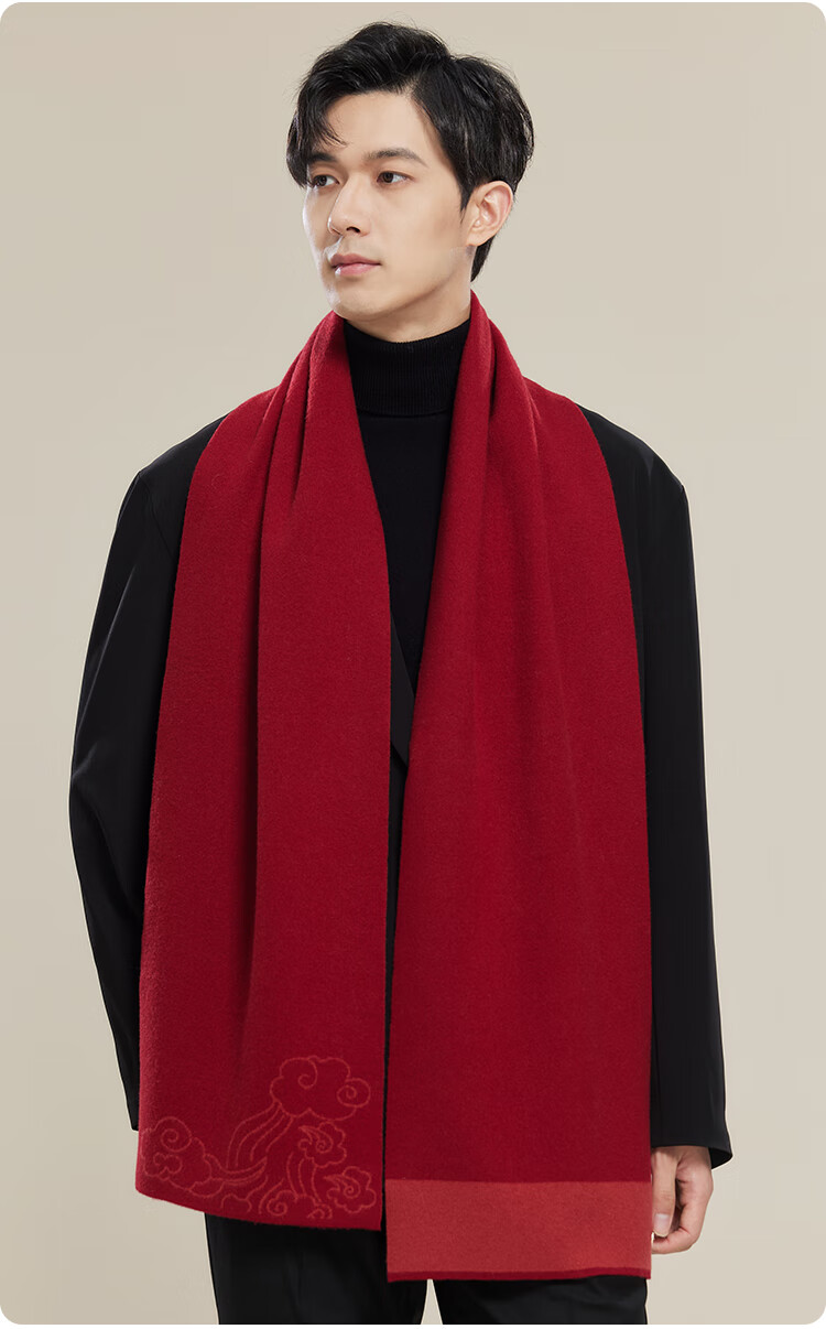JIUMU Pure Wool Zodiac Year Red Scarf, Unisex Style for Men And Women, Autumn And Winter Warm Neck Warmer, Mid-Autumn Festival Birthday Gift Box Set 13