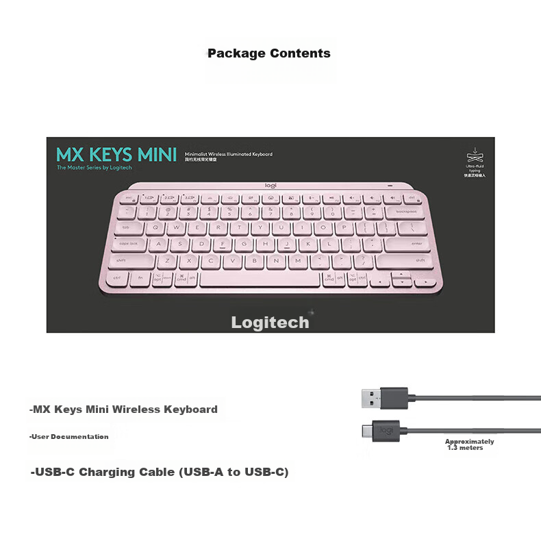 Logitech Master Series MX KEYS MINI, Enterprise-Grade Commercial Keyboard, High-End Office IPad Ultra-Thin Magic Control Keyboard, with Wireless Receiver, Black [Order Bonus] 11