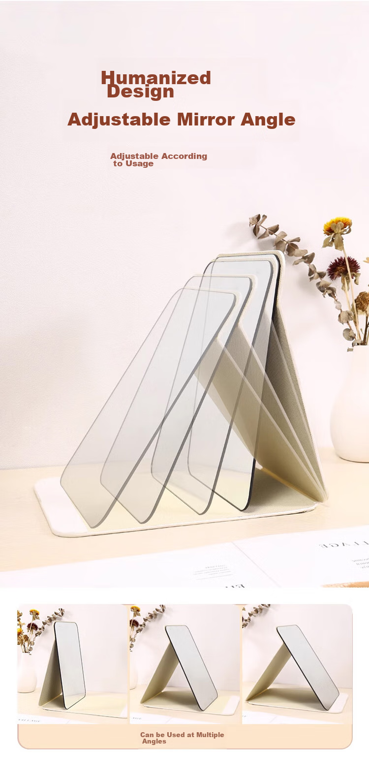 Baoshi Folding Portable Makeup Mirror, High-Definition Mirror Surface, Dual-Use for Dormitory And Bathroom, Dressing Table Mirror 3