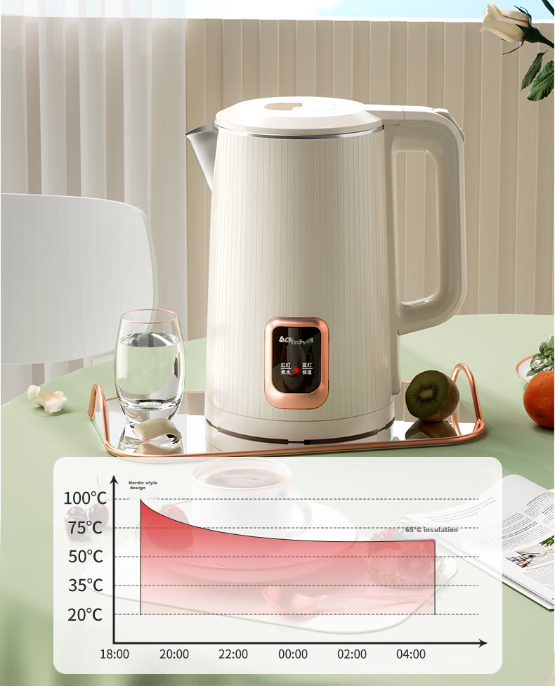 CHIGO Electric Kettle, 1.8L Capacity, Temperature Control, Automatic Shut-Off, Double-Layer Anti-Scalding Design, Model TH185B-01B 5