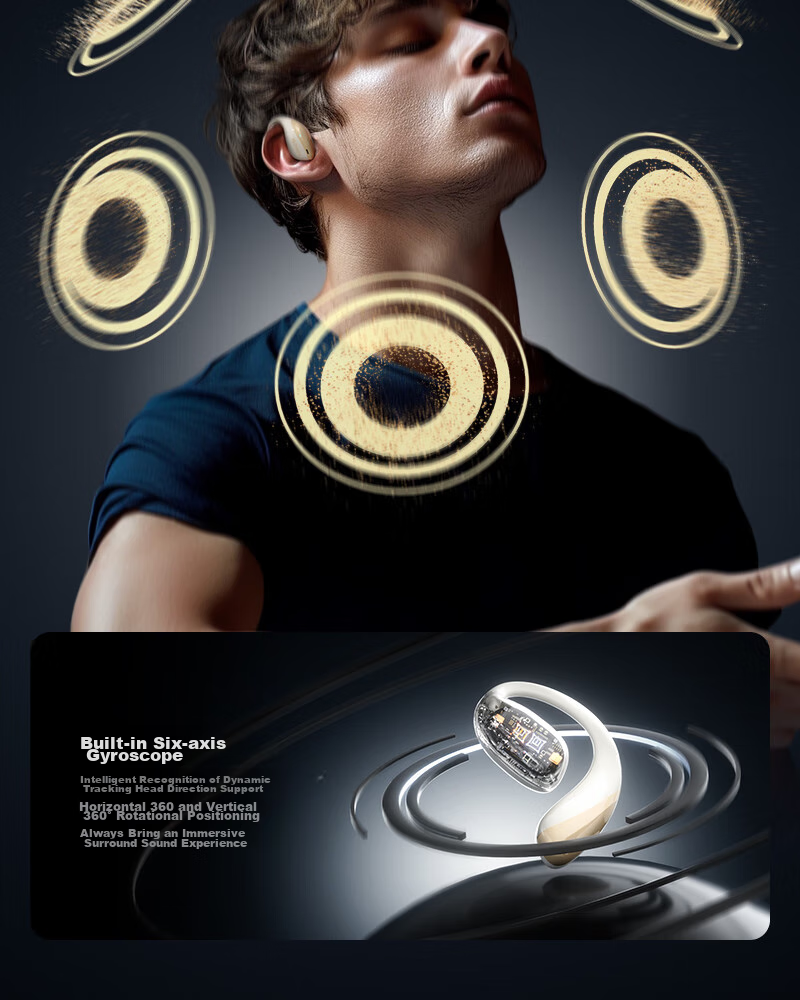 SANSUI [Major New Product | Three Major Upgrades] T19/W19 Bluetooth Headphones, Over-Ear Bone Conduction Concept, Non-In Open Wireless Noise-Cancelling Sports Headphones, Compatible with Xiaomi 6