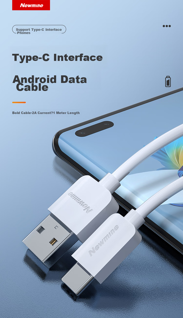 Newmine Type-C Data Cable USB-C Android Phone Charger Cable Compatible with Xiaomi 8/Huawei P30/MATE20/Honor V20 [Two-Pack] 1