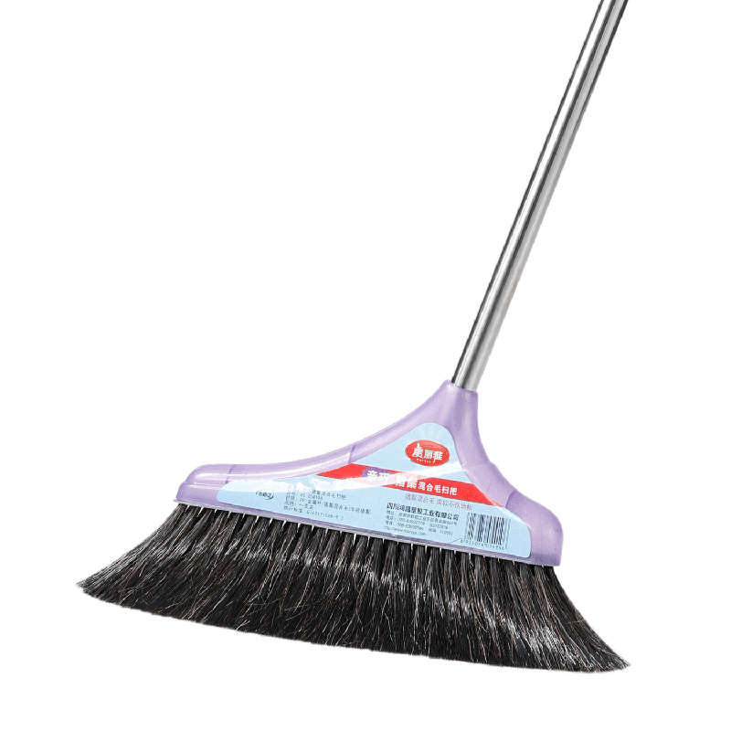 MARYYA Broom with Single Soft Bristle, Long Handle, Dense Weave, Low Shedding for Home Use