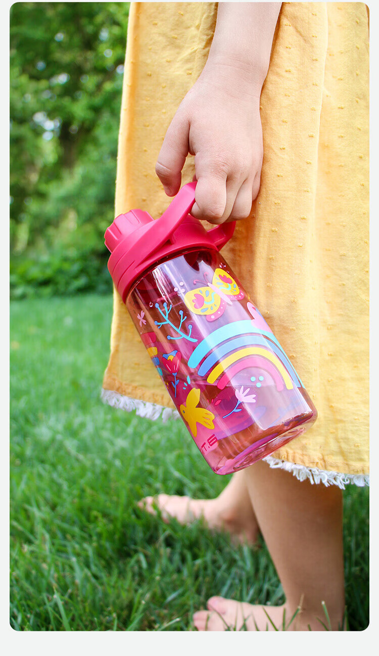 Btif Children's Transparent Water Bottle, Stylish Design for Students' School Use, Sports Direct Drinking Large Capacity Cup, Dinosaur Park Theme 1