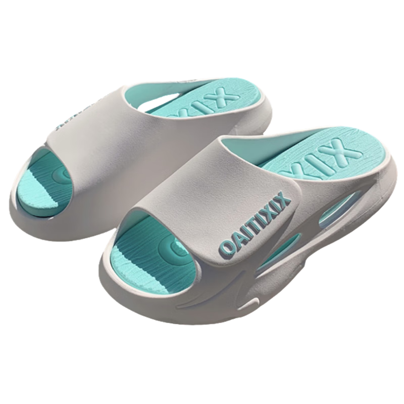XIXITIAO Summer Trendy Fashion Slippers for Women And Men, Indoor Outdoor Wear, Sports Non-Slip Soft Sole Sandals, Lake Blue, Size 44-45