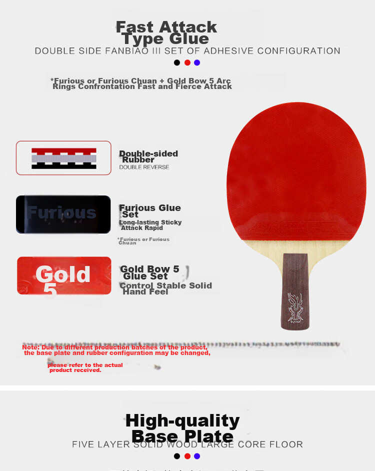 DHS Kuangbiao Long PRO Gift Box Set, National Champion Kuangbiao Rubber-Padded Finished Table Tennis Racket, HP01 Straight Handle Ping Pong Paddle 2