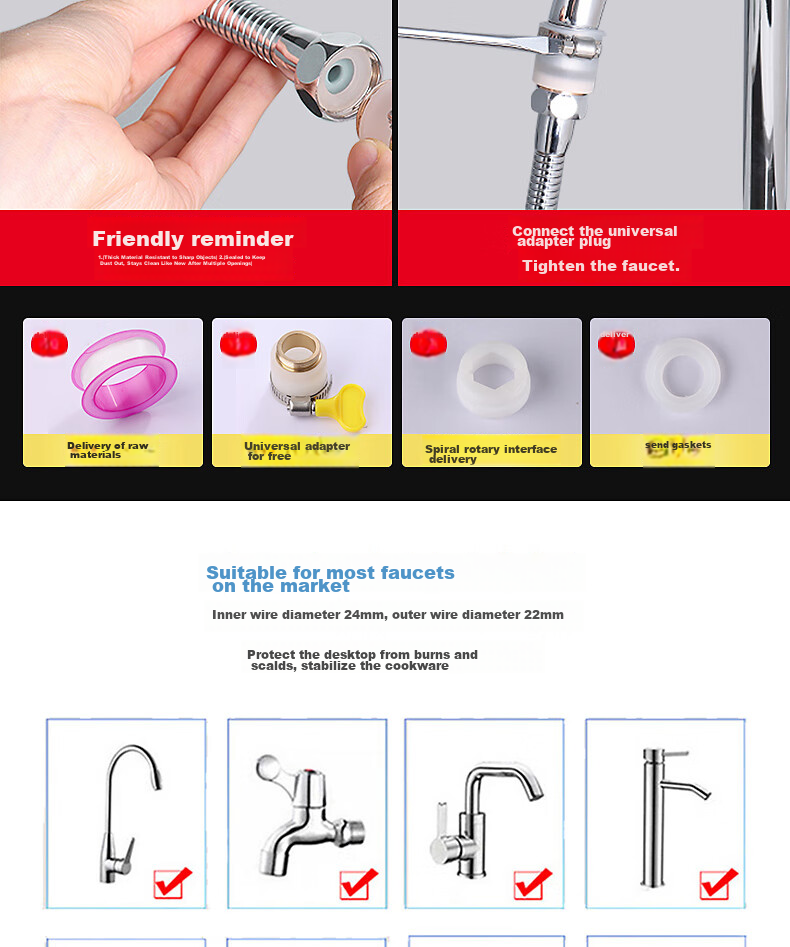 BJ Faucet Extender, Splash-Proof Head, Anti-Splash Faucet, Kitchen Universal Faucet Filter, Water-Saving Aerator 16