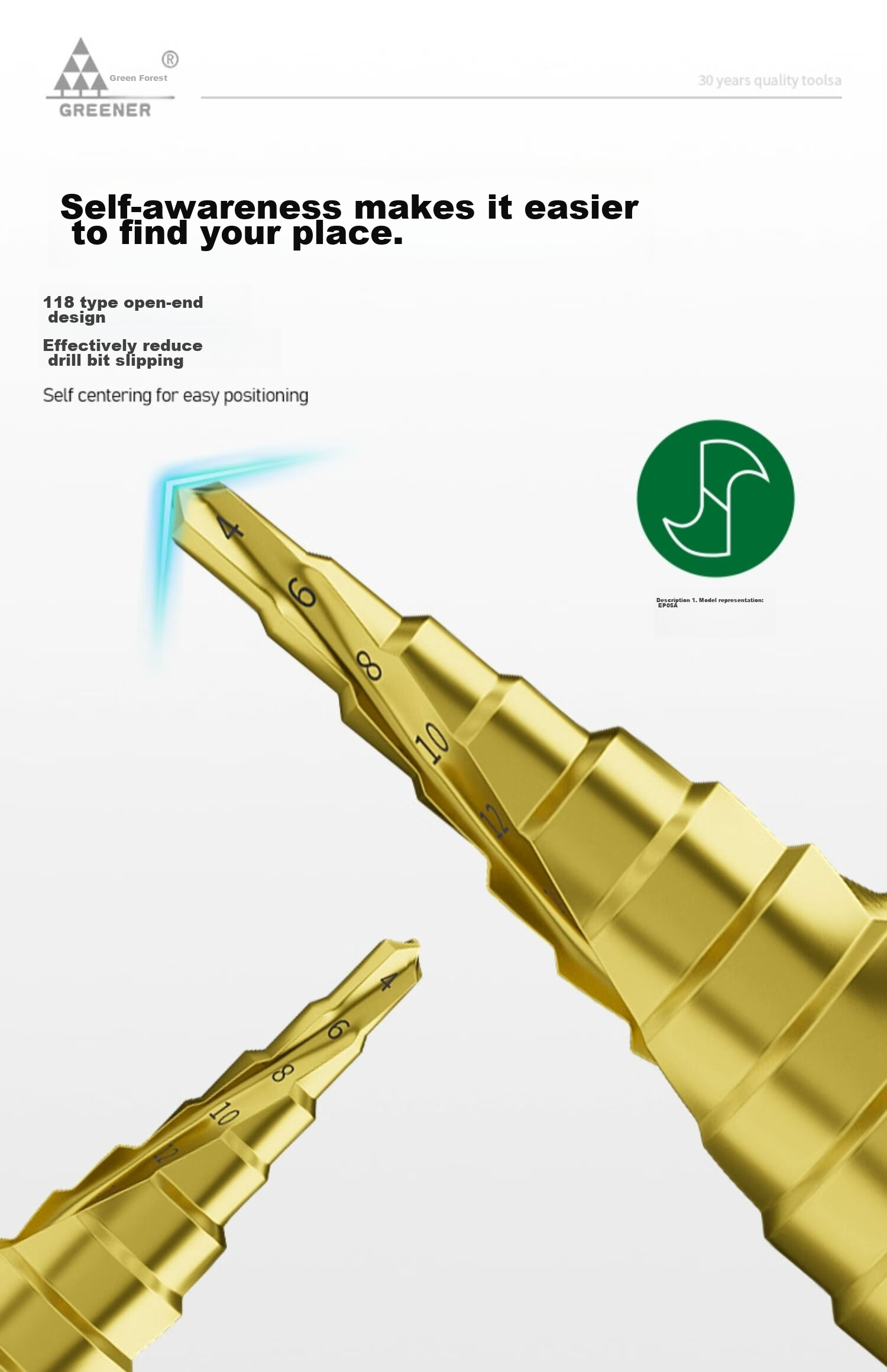 GREENER Multi-Functional Drill Bit Set for Electric Drills, Hole Opener, Drilling Tool, Step Drill Bit 4-32mm 12