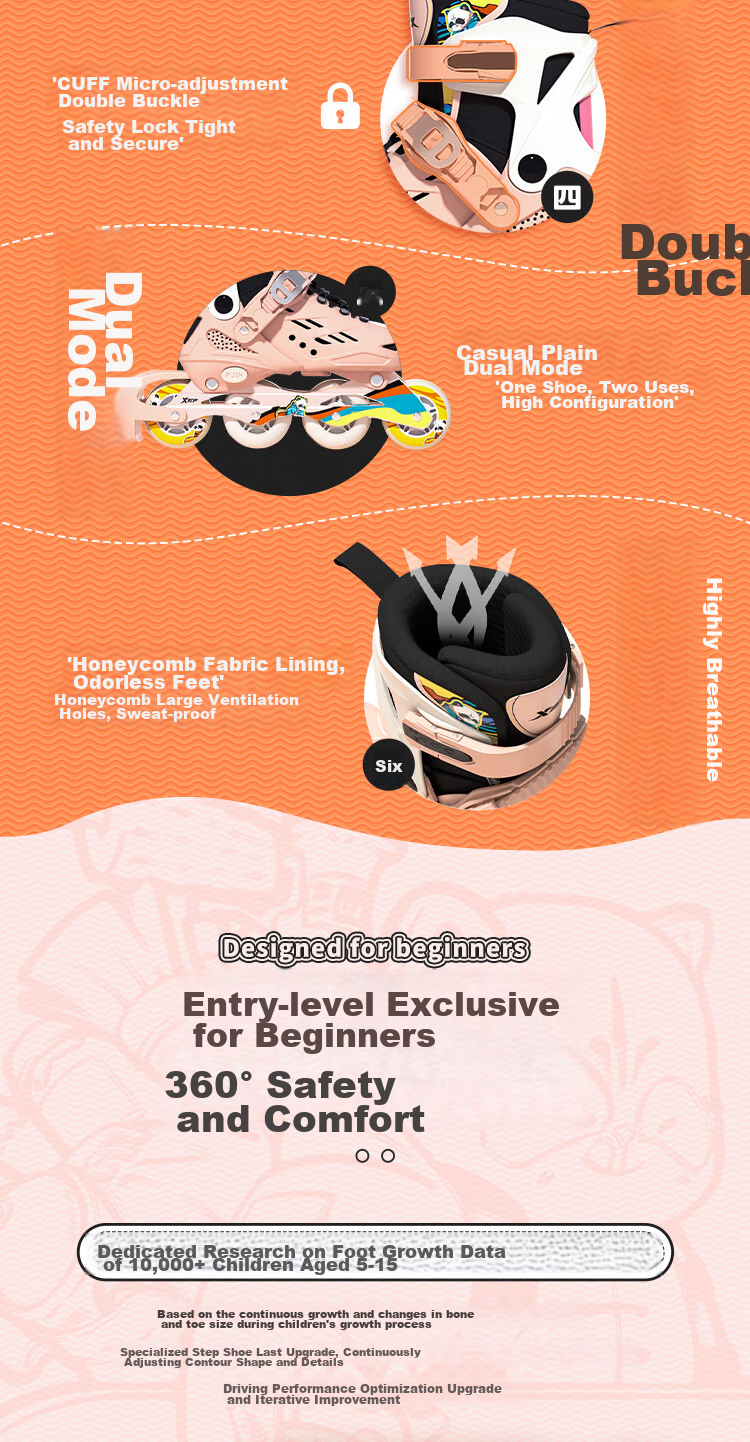 XTEP Roller Skates for Children, Inline Skates for Girls, Roller Shoes for Kids And Boys [Essential for Primary And Secondary School Roller Skating Courses] 5