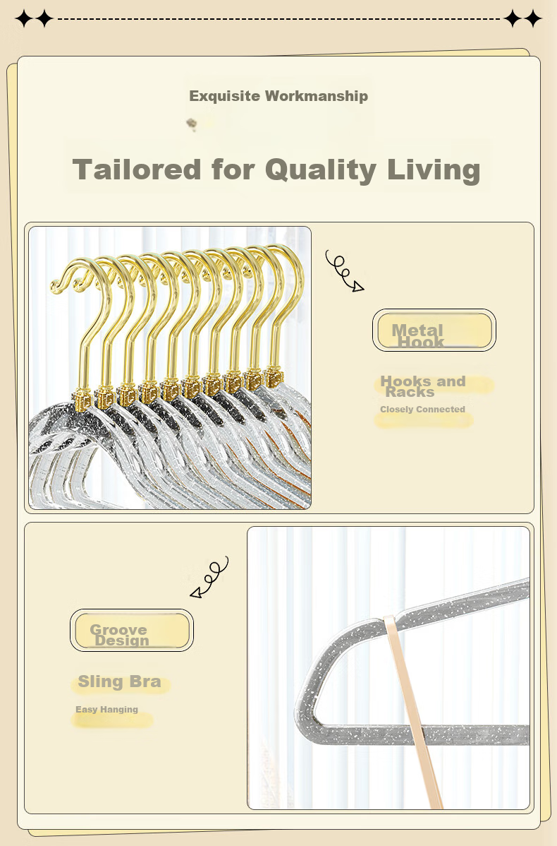 Fanyejia High-Quality Acrylic Hangers, 10-Pack, Home Use, Non-Slip, Clothes Hanger, Student Dormitory, Luxurious Drying Rack 7