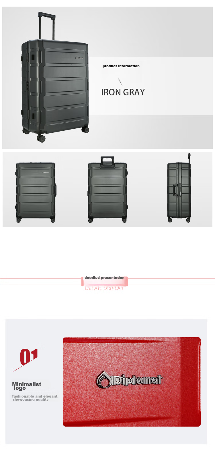 Diplomat Aluminum Frame Trolley Suitcase, Travel Luggage, 20-Inch, Password Lock, for Men And Women, TC-26022, Yellow 4