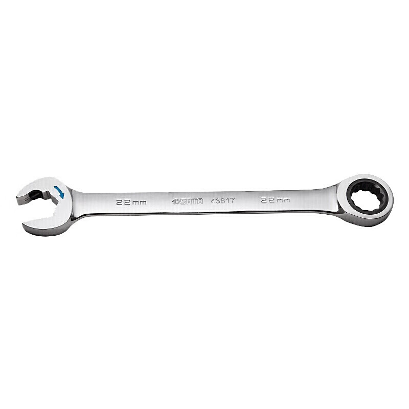 SATA Fully Polished Open-End Ratcheting Wrench 8mm 43604