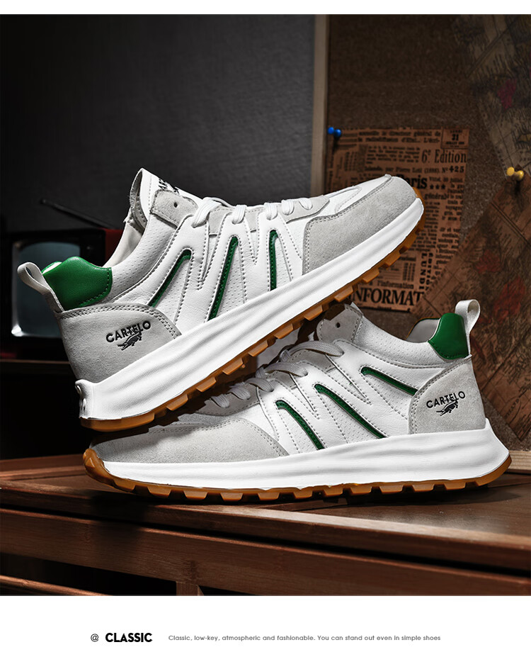 CARTELO Men's Shoes, Spring And Summer Casual Sports Running Hiking Dad Shoes, Travel Sneakers, QH8306, Sand Green, Size 39 34