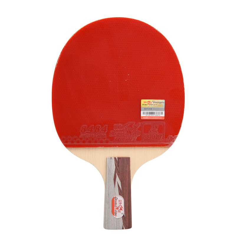 DOUBLE FISH Table Tennis Paddles Straight Handle Double Paddle Set, 5D Wuxingbing Table Tennis Racket, 2 Paddles with 10 Free Balls Included