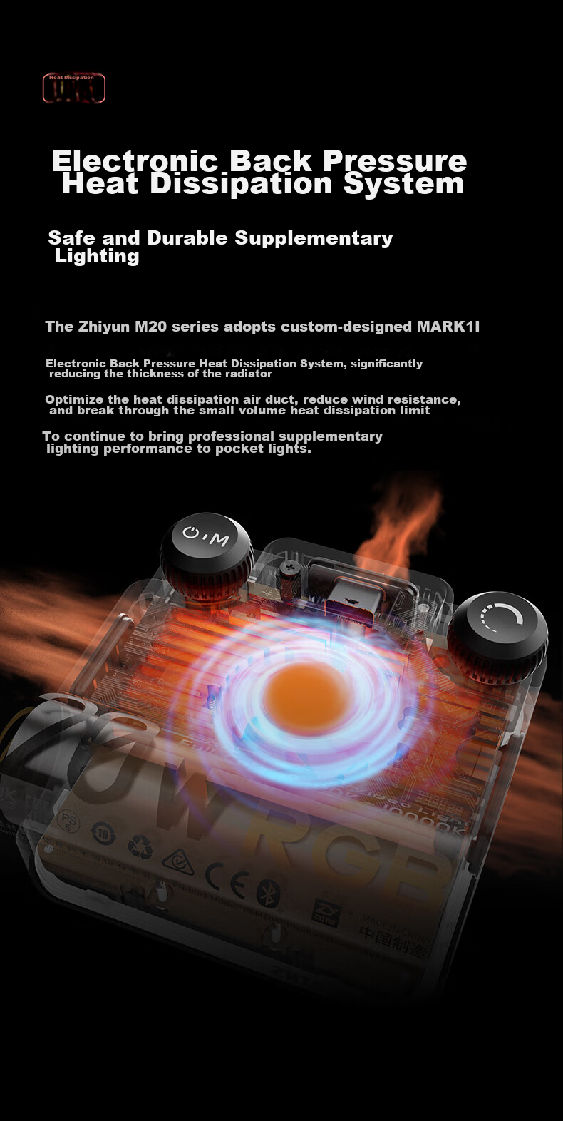 Zhiyun Five-Fold Fill Light M20, Live Streaming Fill Light, Indoor LED Handheld Portable Pocket Outdoor Professional Shooting Photography Lighting Continuous Light M20 COMBO 10