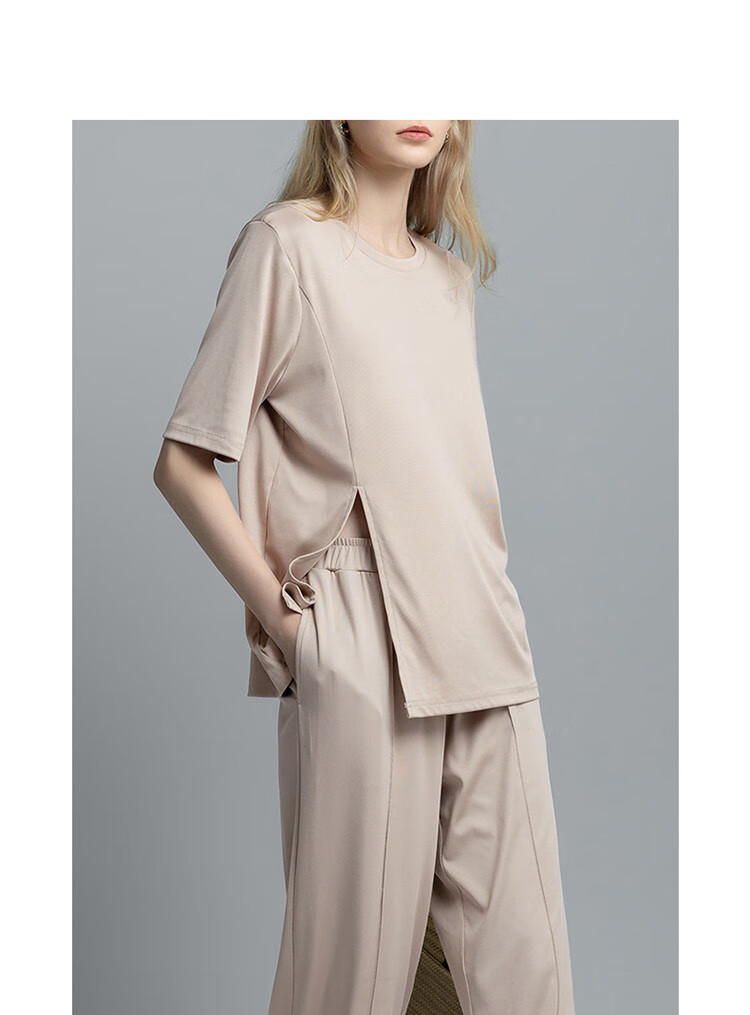 Demana Lazy Wear Set Spring Summer Round Neck T-Shirt and Casual Pants Two-Piece Set for Women Fashion 8