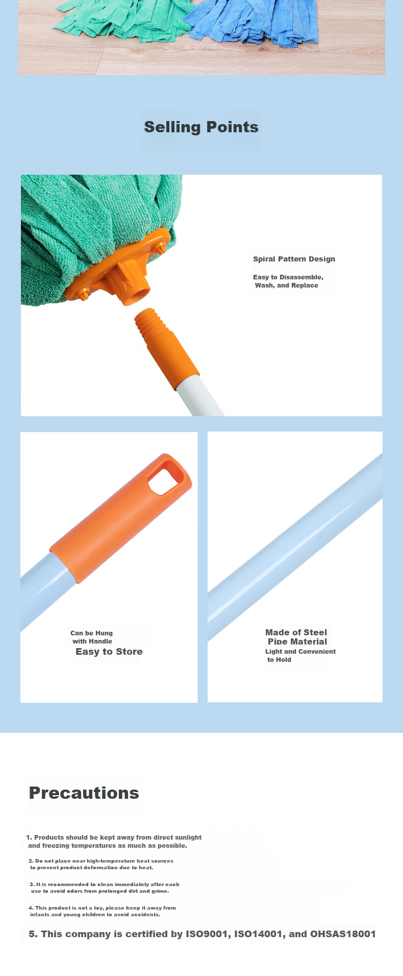 CHAHUA Mop Cleaning Cloth, Ultra-Fine Fiber, Absorbent, Wringer Cloth, Mop Head, Floor Cleaning Tool, Green * 6