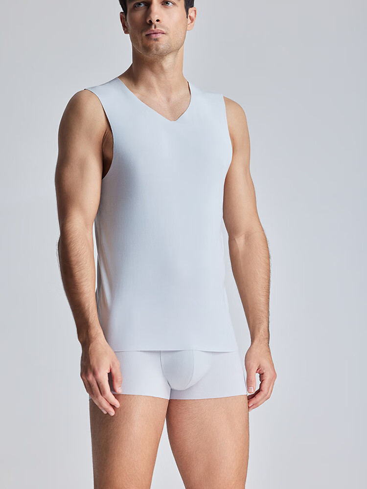 AIMER MEN Men's Modal Wide-Shoulder Undershirt, 3A Antibacterial Seamless Inner Layer, White, Size 170 12