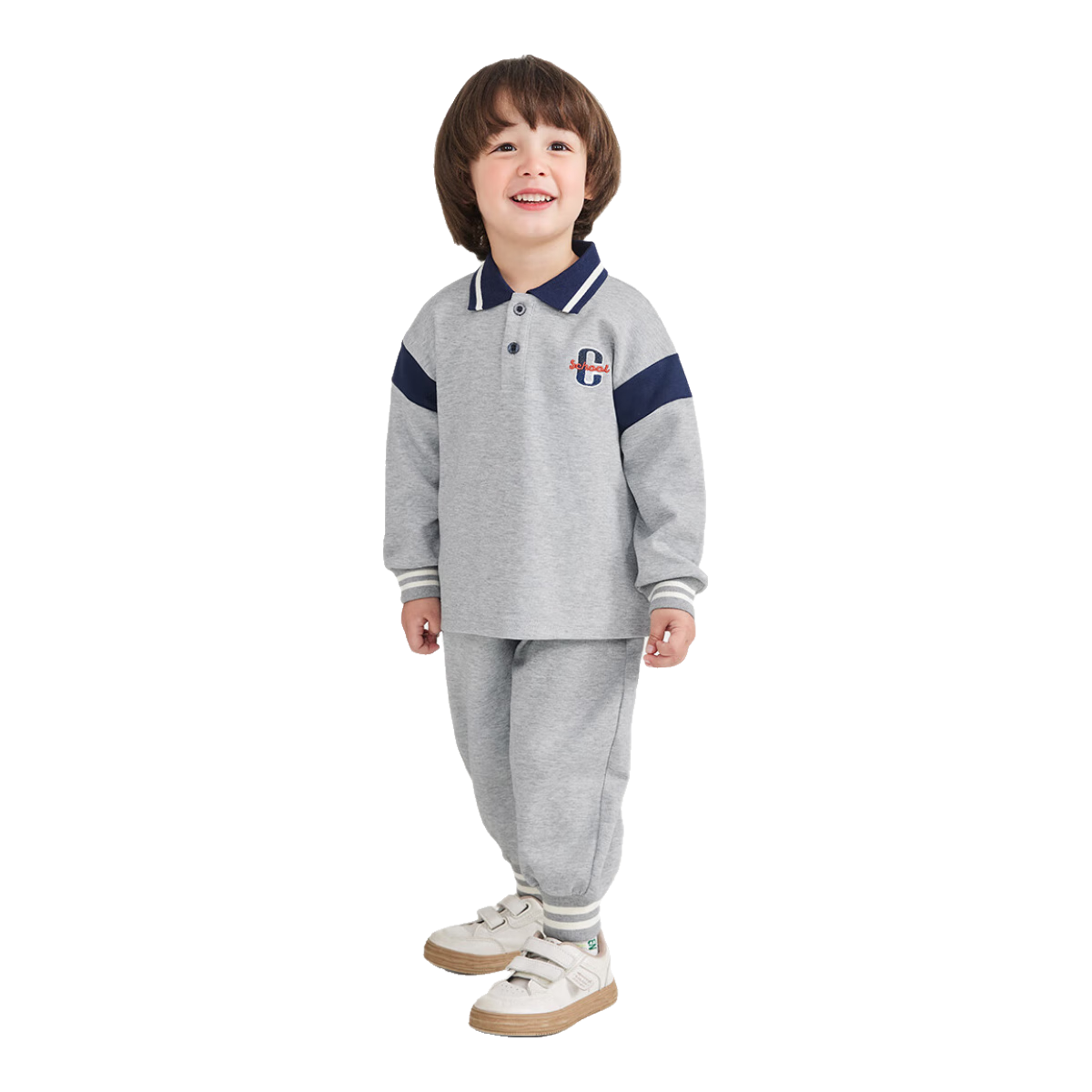 Ciciibear Boys' Preppy Style Set, Spring And Autumn Collection, Children's Polo Collar Sportswear, 2024 New Style, Toddler Clothing for Boys