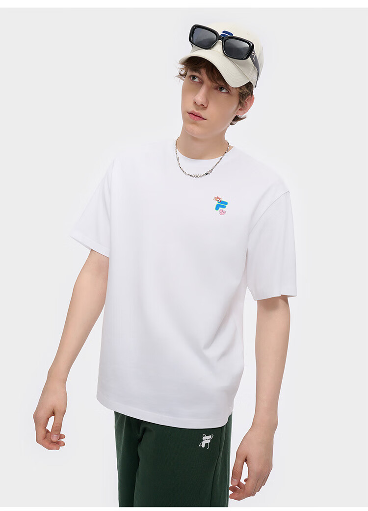 FILA FUSION Official Trendy Brand Zhang Hao Couple Knit Short Sleeve Breathable Cool Casual T-Shirt 32