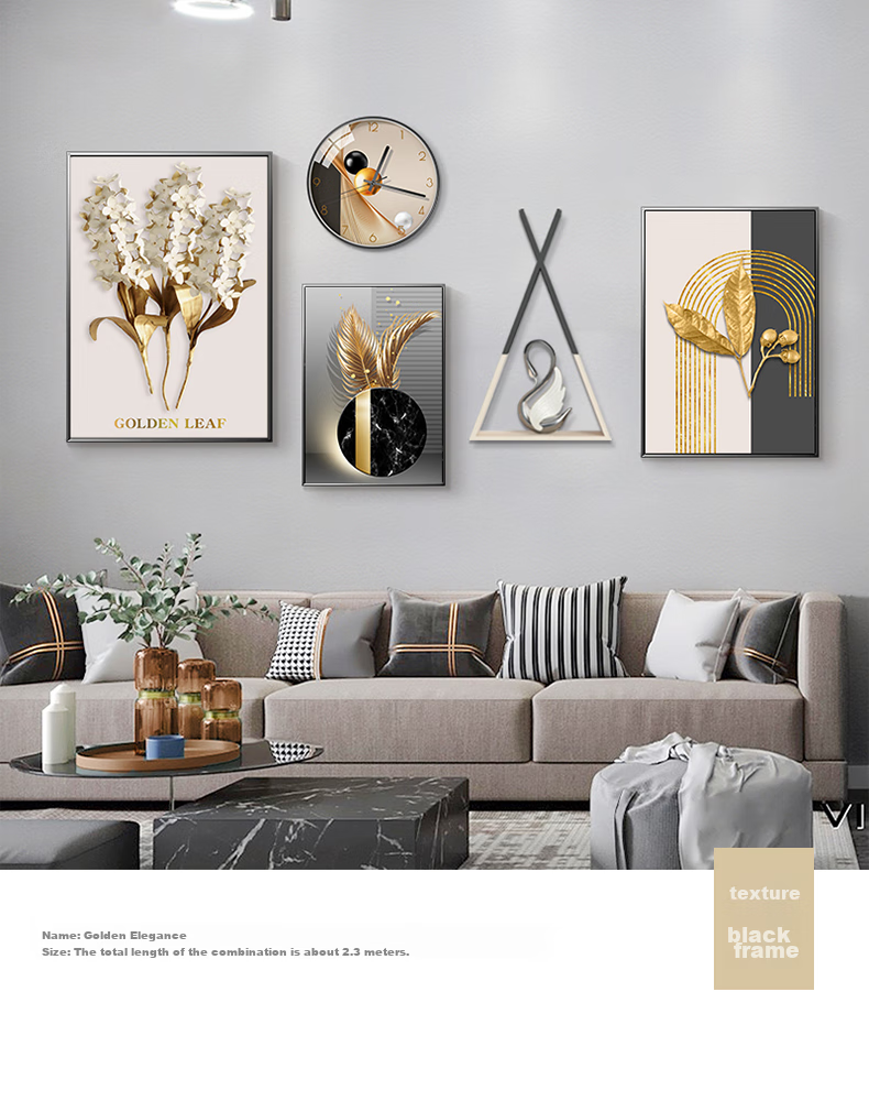 JIJUANJI Nordic Style Living Room Decorative Painting, Light Luxury Sofa Background Wall Art, Creative Combination Wall Hanging 9