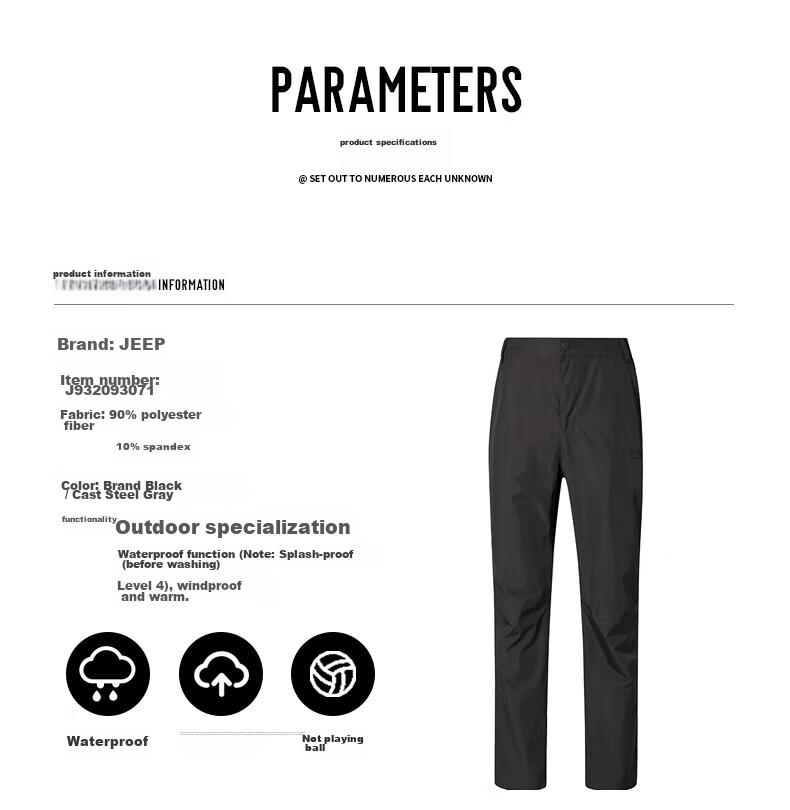 Jeep Men's Outdoor Windproof And Waterproof Hiking Pants, Fleece-Lined, Thickened, Durable Trekking And Mountaineering Trousers for Me 18