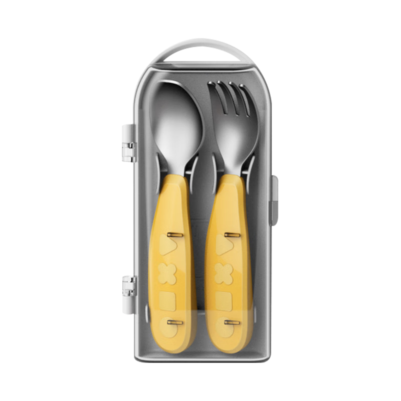Octoto Children's Spoon, Baby Self-Training Fork And Spoon Set, Infant Supplementary Food Spoon, 316L Stainless Steel Spoon And Fork Set