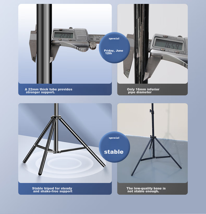 LINGCHEN Floor-Standing Phone Stand, Live Streaming Tripod for TikTok And Kuaishou Short Videos, Influencer Triangle Stand, Outdoor Portable Bracket, 2.1 Meters Foldable Storage 3