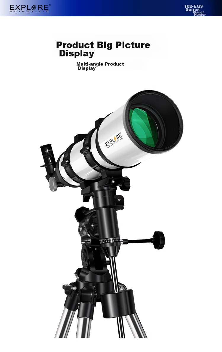 EXPLORE SCIENTIFIC Astronomical Telescope for Deep Space Stargazing, High Definition, High Magnification 10000x, Space Student Telescope 102eq 19