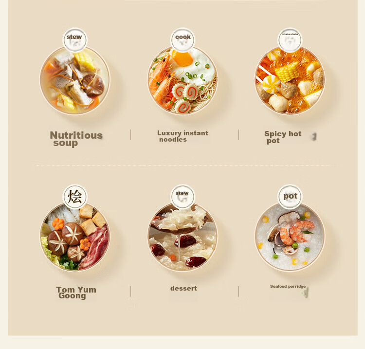 Bear Electric Cooking Pot, Small Electric Pot, Electric Hot Pot, Multi-Functional Steaming And Boiling Pot, Student Dormitory Instant Noodle Hot Pot for Home Use, V17D3 1.7L Electric Cooking Pot, Multi-Purpose Pot for 1-2 People 6